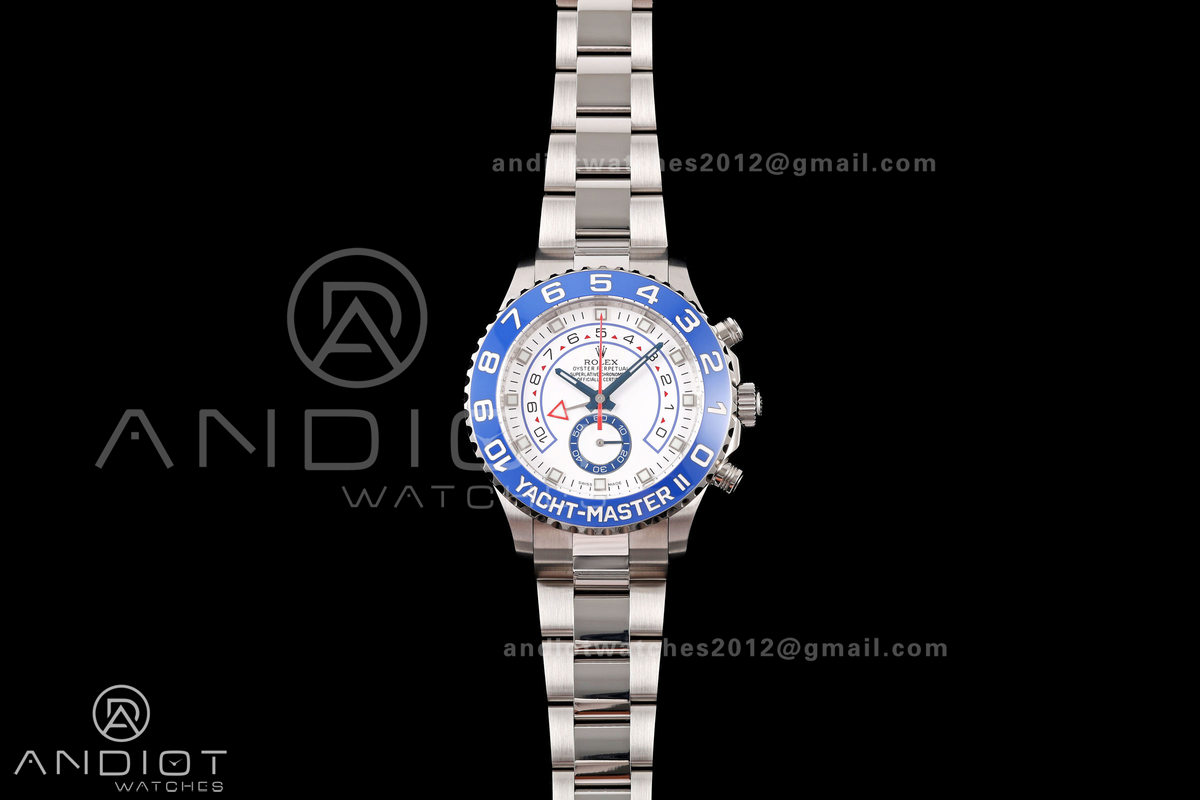 YachtMaster II 116689 SS KF 1:1 Best Edition Blue Ceramic Bezel White Dial on SS Bracelet A7750 V2